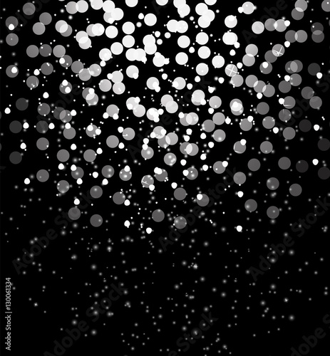 Snow on black background Abstract Christmas and New Year. Vecto