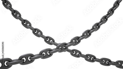 Wallpaper Mural Two anchor chains matt black forged metal, intersecting diagonally. 3D illustration Torontodigital.ca
