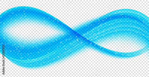 Set of Abstract Blue Wave Set on Transparent  Background. Vector