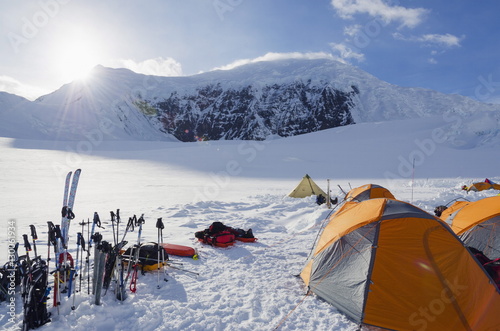 Camp 1, climbing expedition on Mount McKinley, 6194m, Denali National Park, Alaska  photo