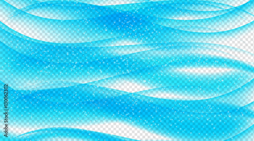 Set of Abstract Blue Wave Set on Transparent  Background. Vector