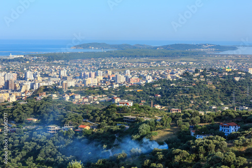 Morning top view on Vrore town (Albania).