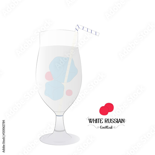 White russian alcoholic cocktail illustration background