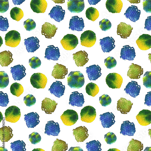 Watercolor abstract seamless pattern. Mosaic geometric backgroun
