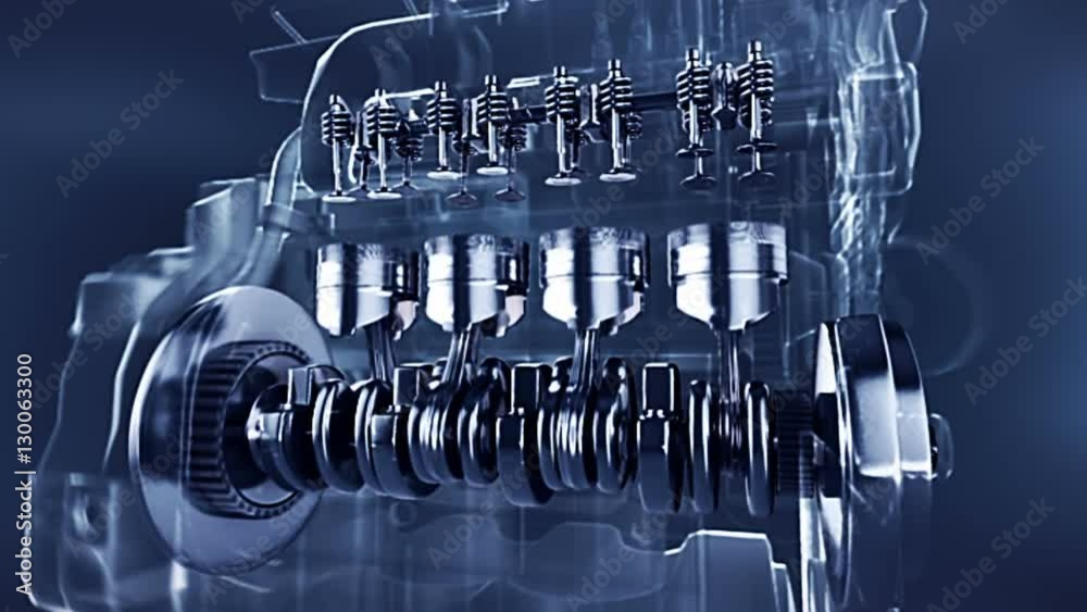 Engine x ray fly thru the moving parts