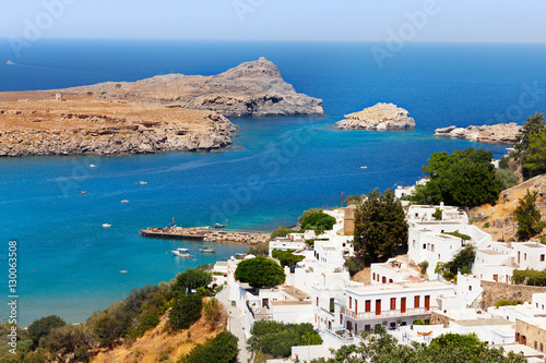 Beautiful view of Lindos bay, Rhodes, Greece