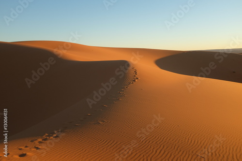 Sand Dune with Footsteps in the Evening