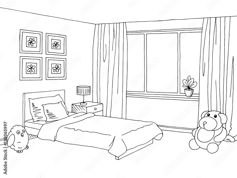 bedroom clip art black and white