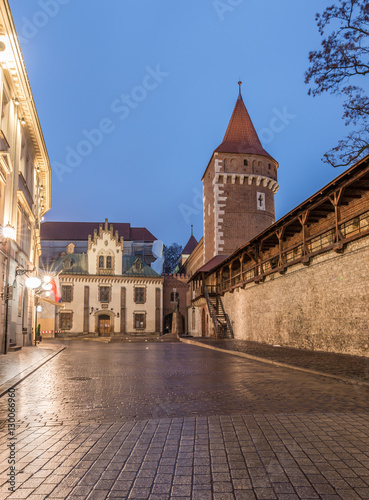 Krakow, Poland, city walls with Carpenter's tower