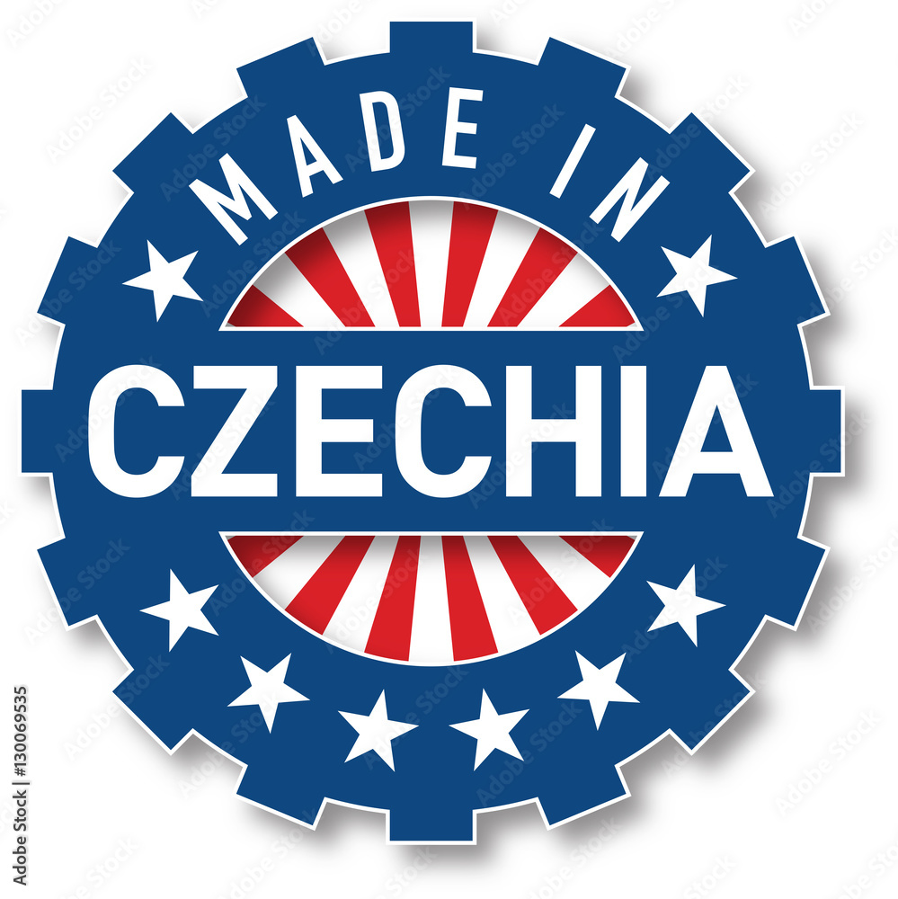 Made in Czechia flag color stamp. Vector illustration