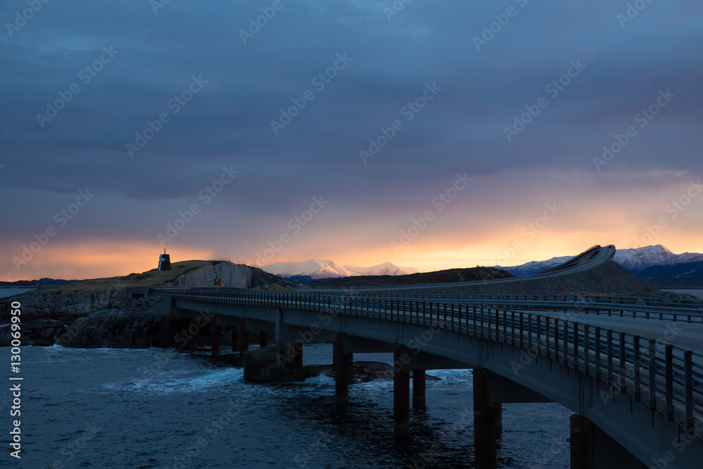 Sunrise at the Atlantic road, west of Norway