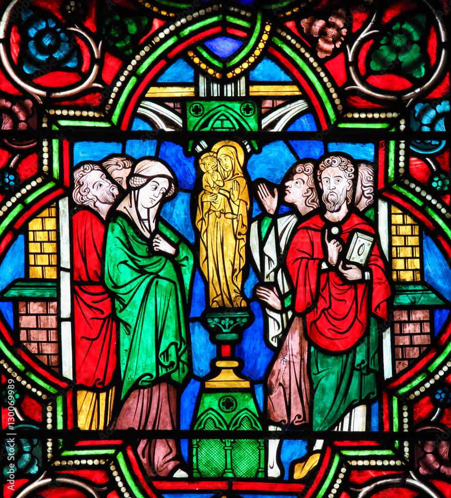 Stained Glass -  Adoration of the Blessed Virgin Mary