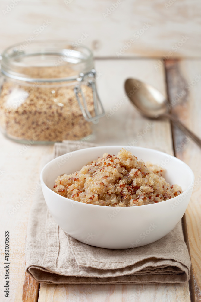 Cooked quinoa in a bowl Cooked quinoa in a bowl