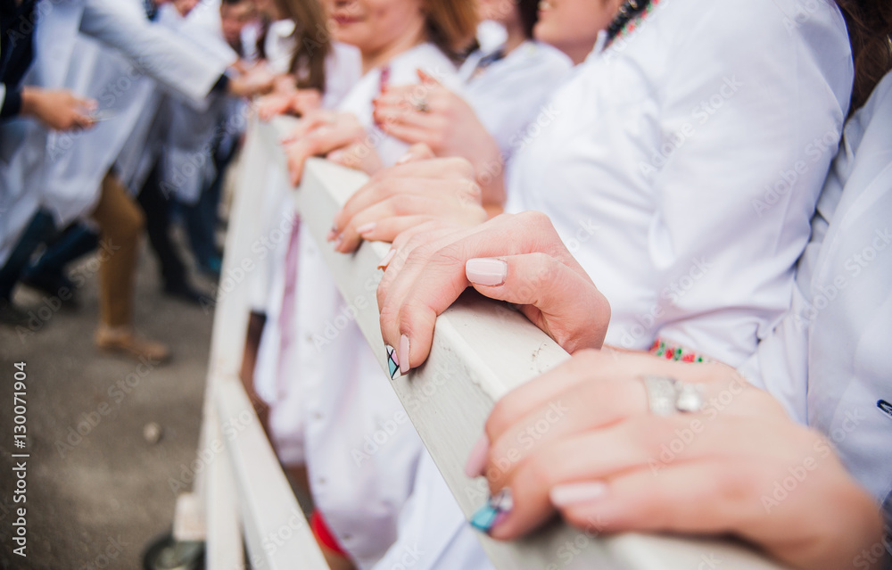 Fototapeta premium Hands of young people in the nature