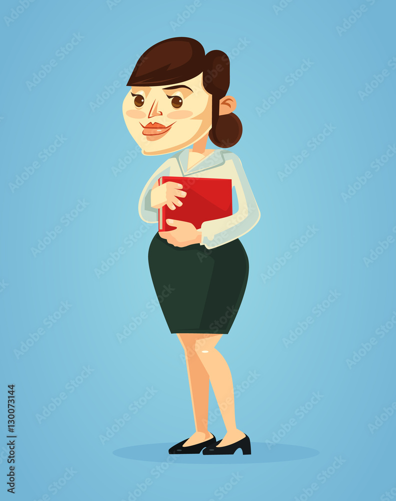 Secretary woman character. Vector flat cartoon illustration