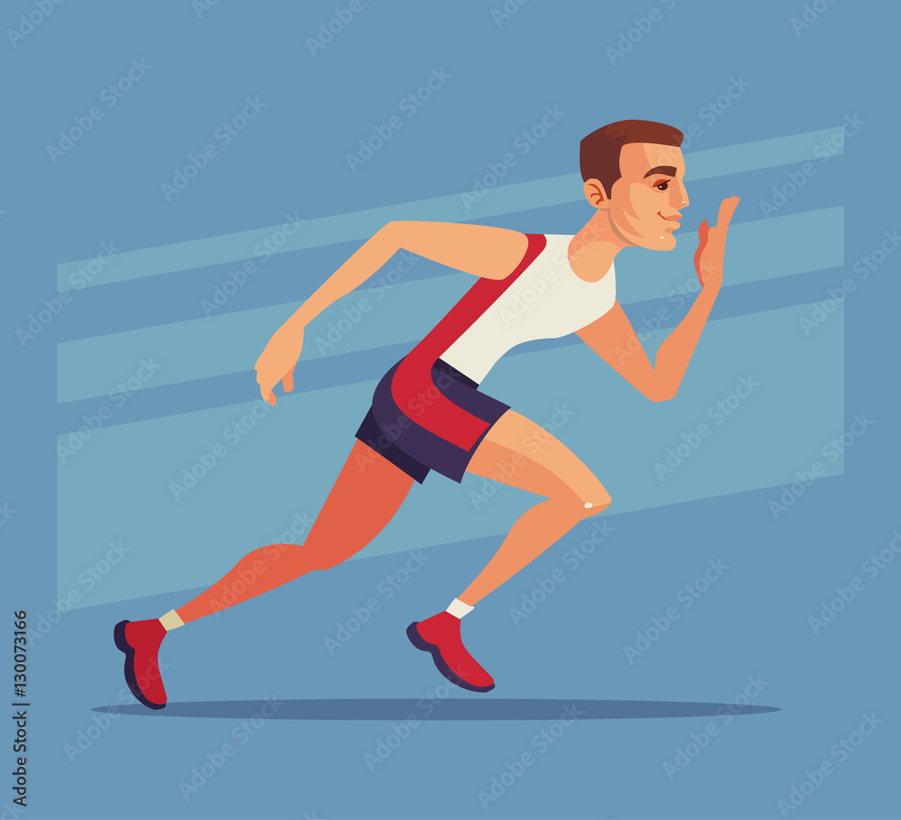 Runner sport man character run fast. Vector flat cartoon illustration Stock  Vector | Adobe Stock