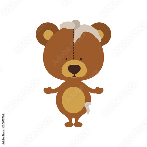 Toy teddy bear damaged icon. Childhood play fun cartoon and game theme. Isolated design. Vector illustration