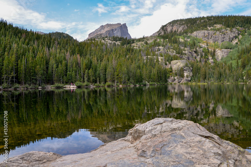 scenic view of Hallett Peak and wooded banks of Bear Lake  Rocky Mountain National Park  Estes Park  Colorado  Untied States