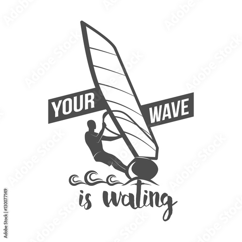 windsurfing badge, logo, design elements