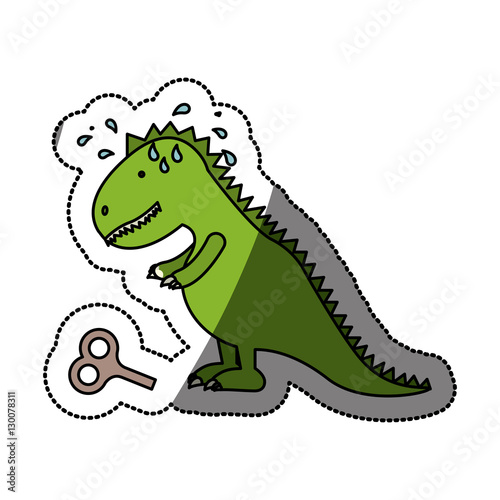Toy dinosaur icon. Childhood play fun cartoon and game theme. Isolated design. Vector illustration