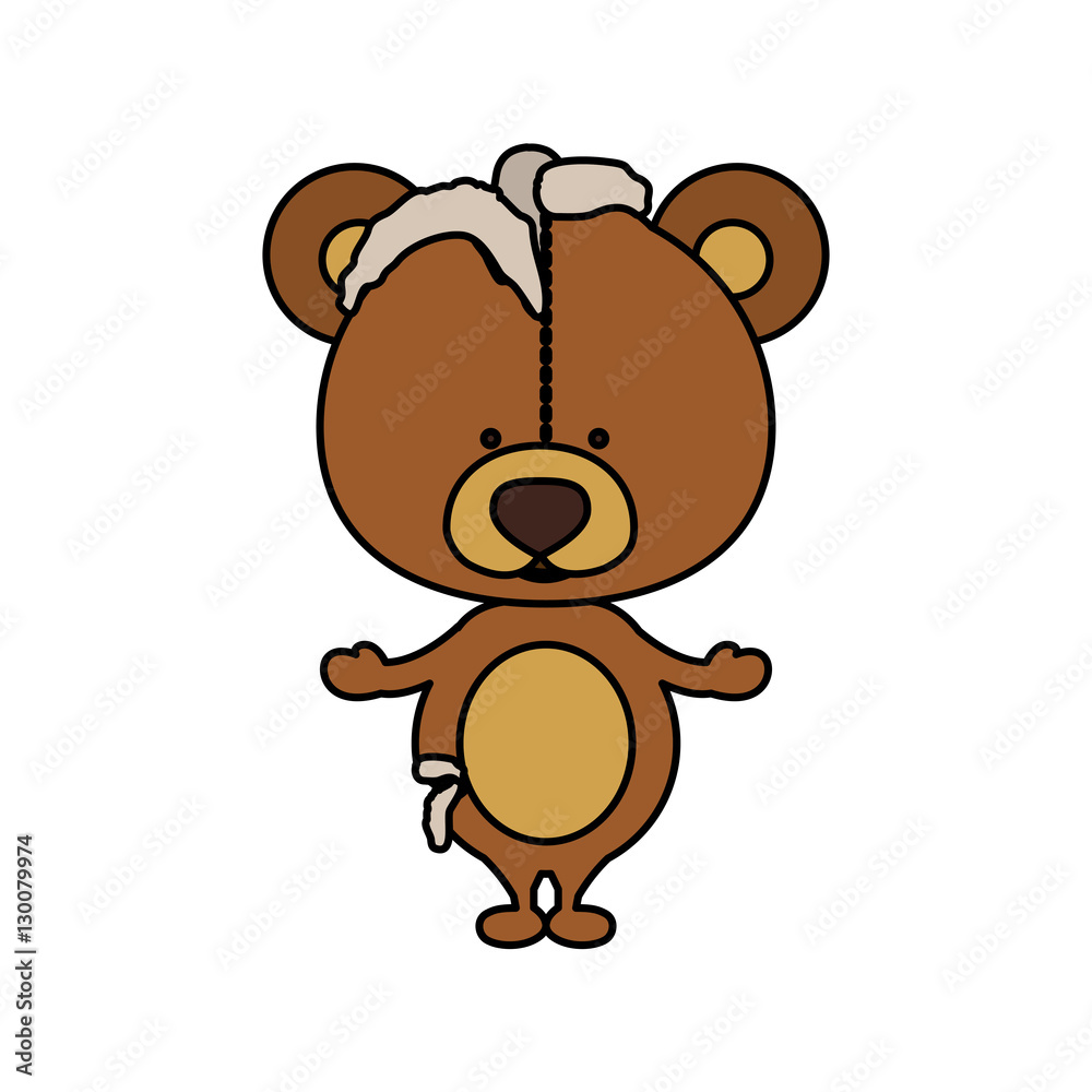 Obraz premium Toy teddy bear damaged icon. Childhood play fun cartoon and game theme. Isolated design. Vector illustration