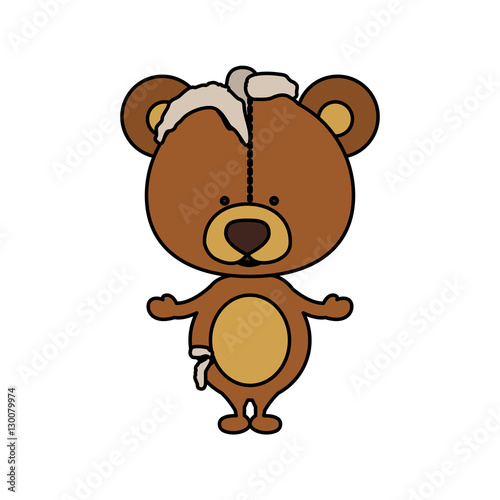 Toy teddy bear damaged icon. Childhood play fun cartoon and game theme. Isolated design. Vector illustration