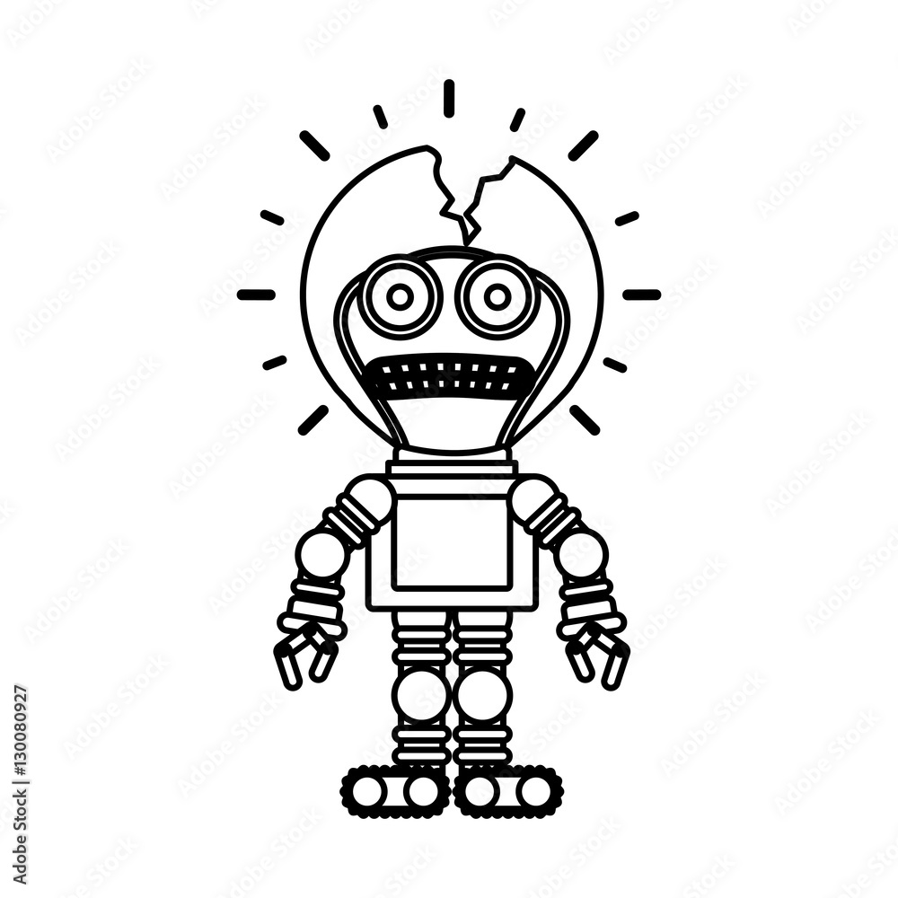 Toy robot damaged icon. Childhood play fun cartoon and game theme. Isolated design. Vector illustration