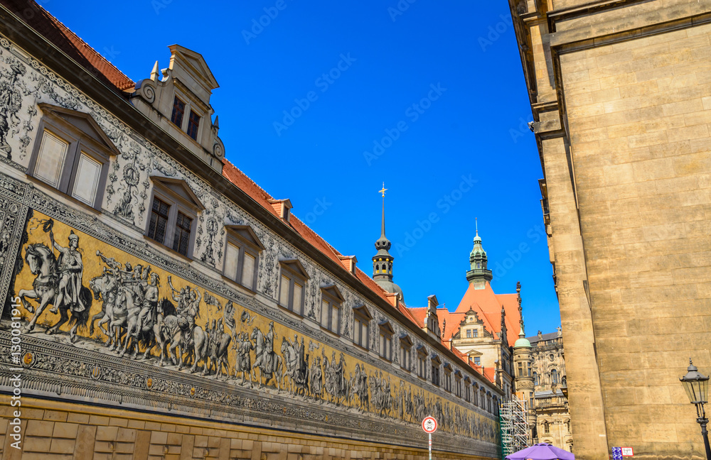 Fuerstenzug (Procession of Princes), a giant mural in  Dresden, Saxony, Germany