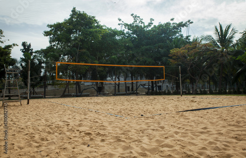 Beach volleyball sports field in the city