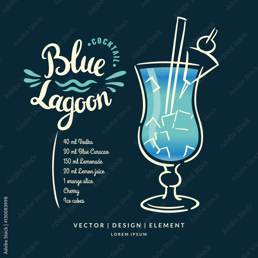 Modern hand drawn lettering label for cocktail. Modern hand drawn lettering label for cocktail.