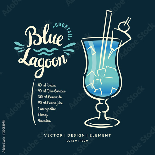 Modern hand drawn lettering label for cocktail.