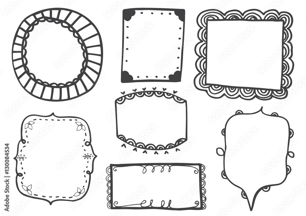 Set of doodle lines hand drawn frames vector illustration Set of doodle lines hand drawn frames vector illustration