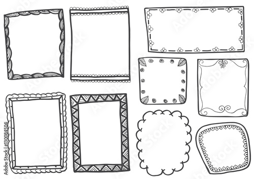 Set of doodle lines hand drawn frames vector illustration