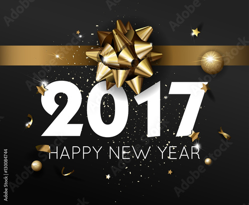 Happy New Year 2017 greeting card or poster template flyer  invitation design.