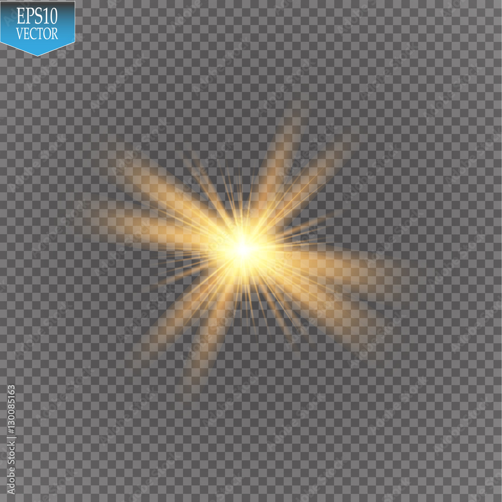 Glow light effect. Star burst with sparkles. Vector illustration. Sun
