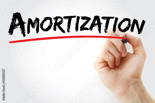 Hand writing Amortization with marker, concept background