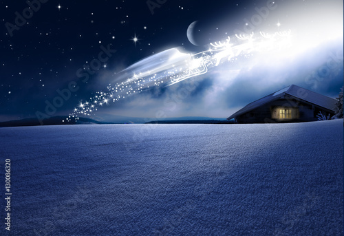 WEihnachthütte in Winternacht