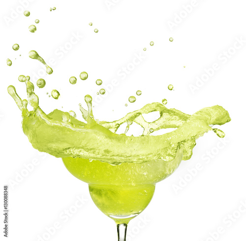 margarita cocktail splashing isolated on white background