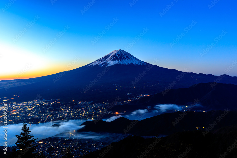 Aerial view of Mt. Fuji and Kawaguchiko