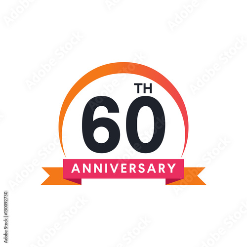 60 Th anniversary ribbon logo with crescent moon shape