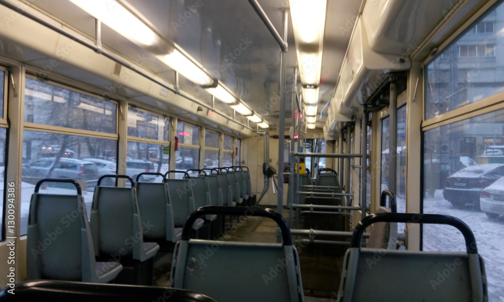 Empty tram in Moscow