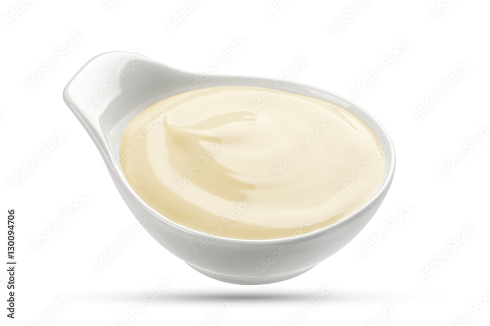 Mayonnaise sauce in bowl isolated on white background Mayonnaise sauce in bowl isolated on white background