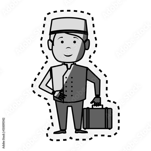 bellboy character hotel service icon vector illustration design