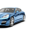 CG 3d render of generic luxury sport car isolated on a white background. Graphic illustration