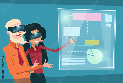 Ethnic Business People Group Seminar Training Conference Brainstorming Presentation Mix Race Team Businesspeople Office Flat Vector Illustration