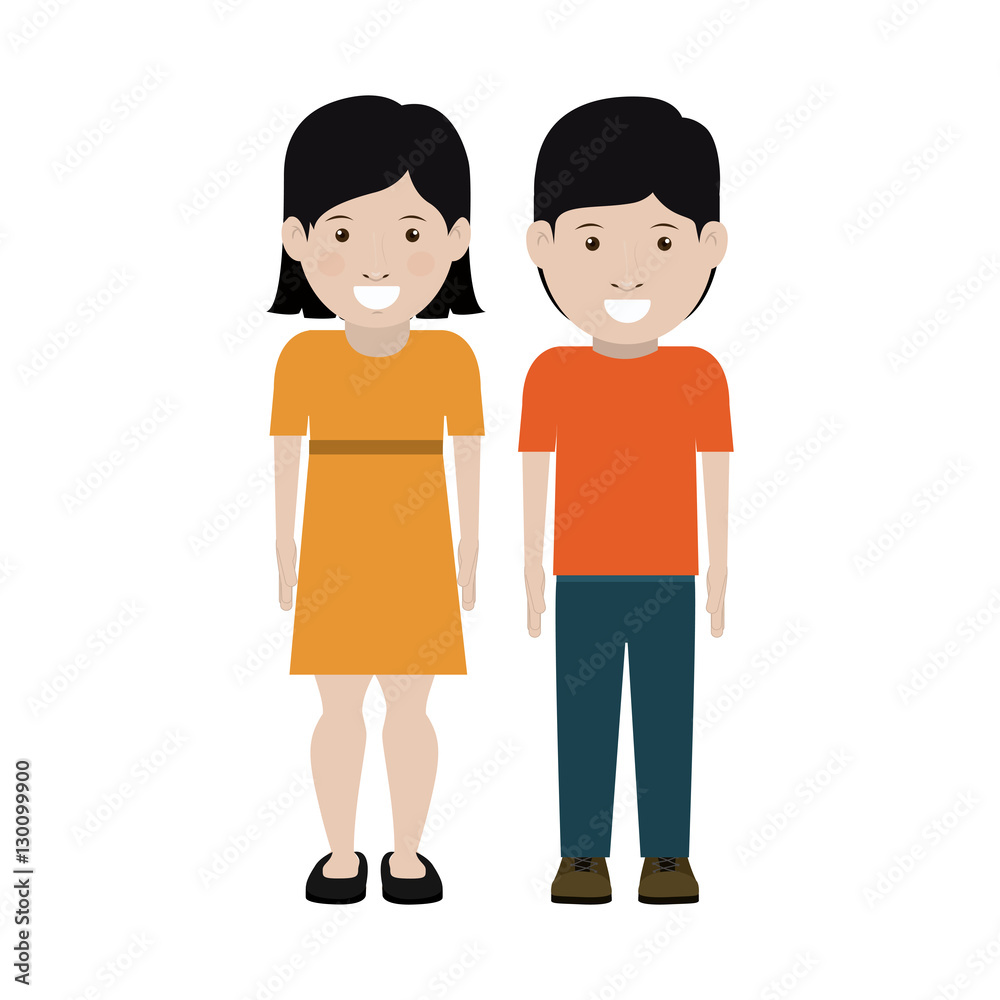 Girl and boy cartoon icon. Couple relationship and love theme. Isolated design. Vector illustration