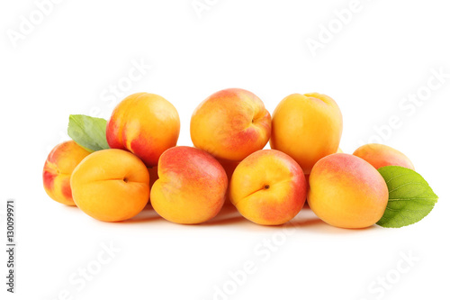 Ripe apricots fruit isolated on a white