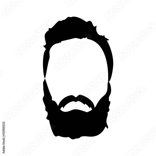 Hipster detailed hair and beards set. Fashion bearded man. Long beard with facial .  isolated on white background. Vector illustration EPS10