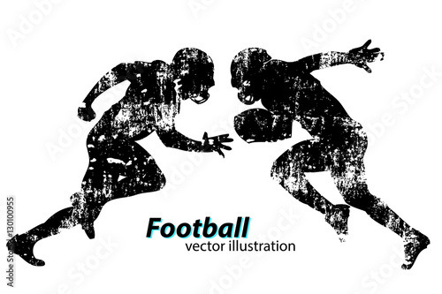 silhouette of a football player. Rugby. American footballer