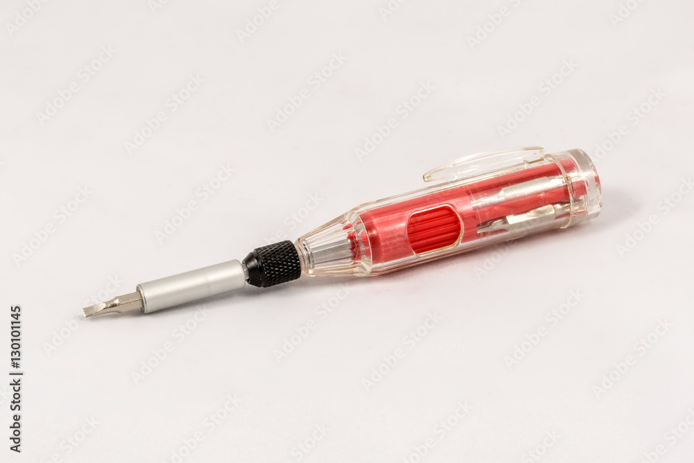 Multi-bit red mini screwdriver